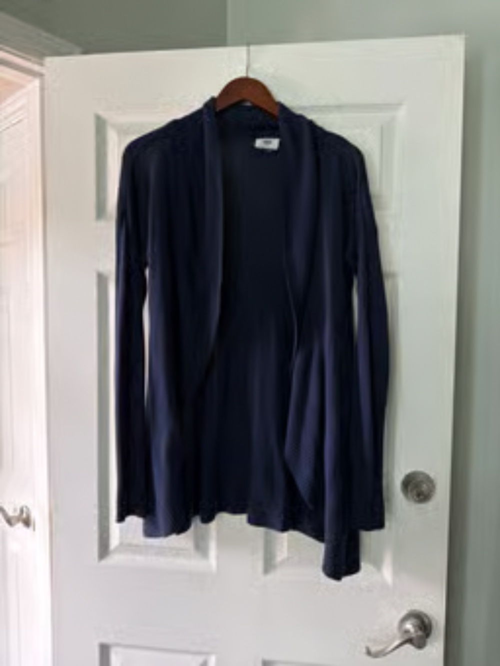 Old Navy blue sweater/semi duster with rib edge size extra small